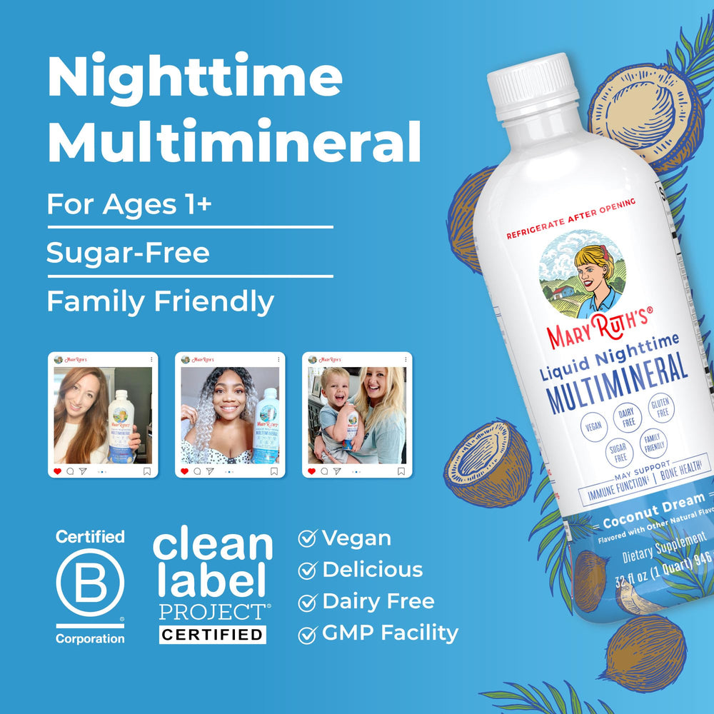 MaryRuth Organics Nighttime Multimineral dropper measuring dose for precise use