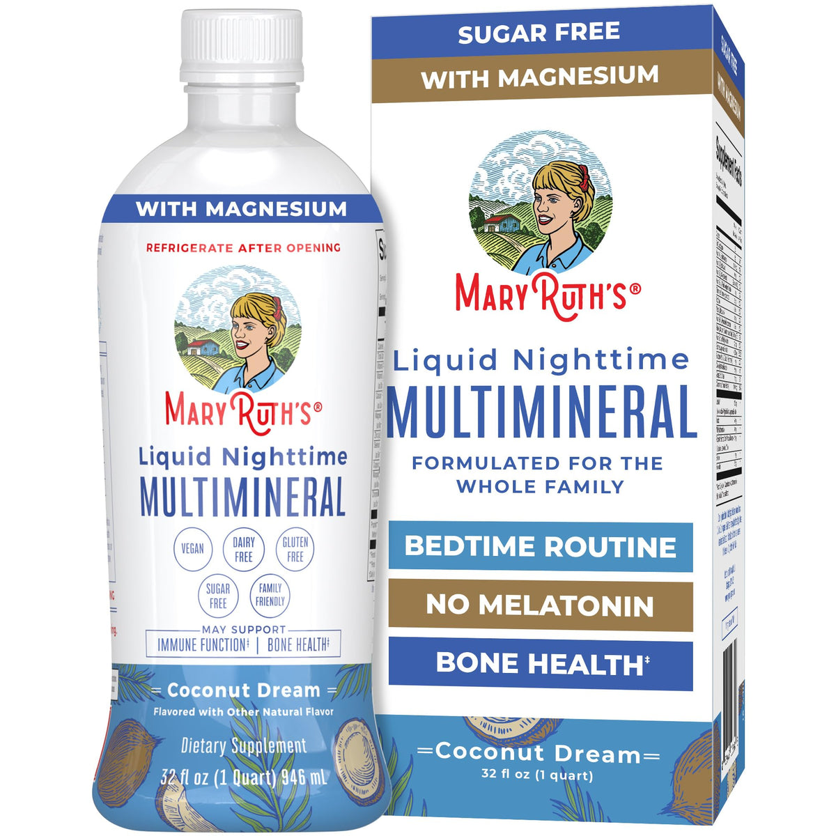 MaryRuth Organics Nighttime Multimineral bottle pour for a soothing bedtime routine