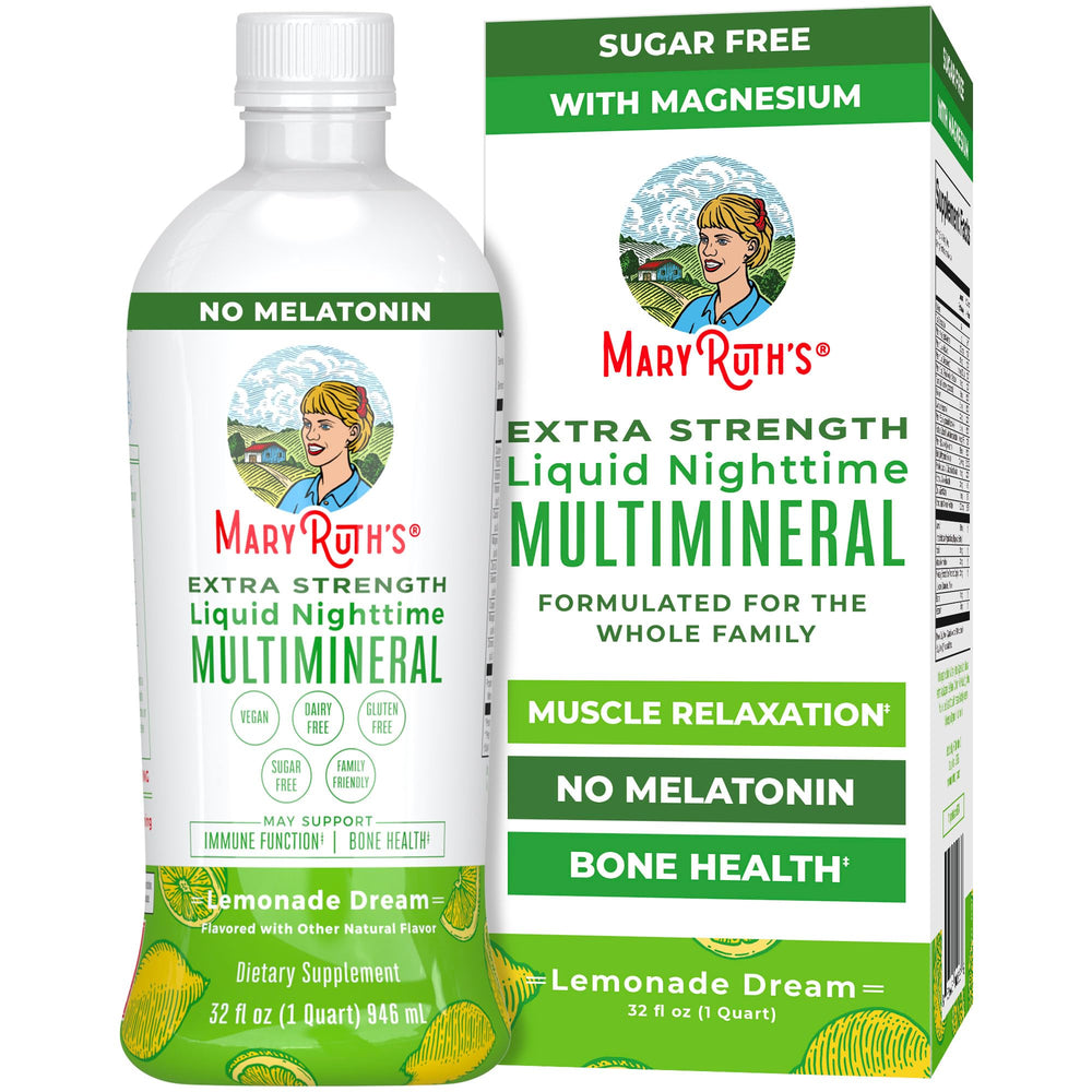 MaryRuth Organics Nighttime Multimineral bottle for a calm, sugar-free bedtime routine