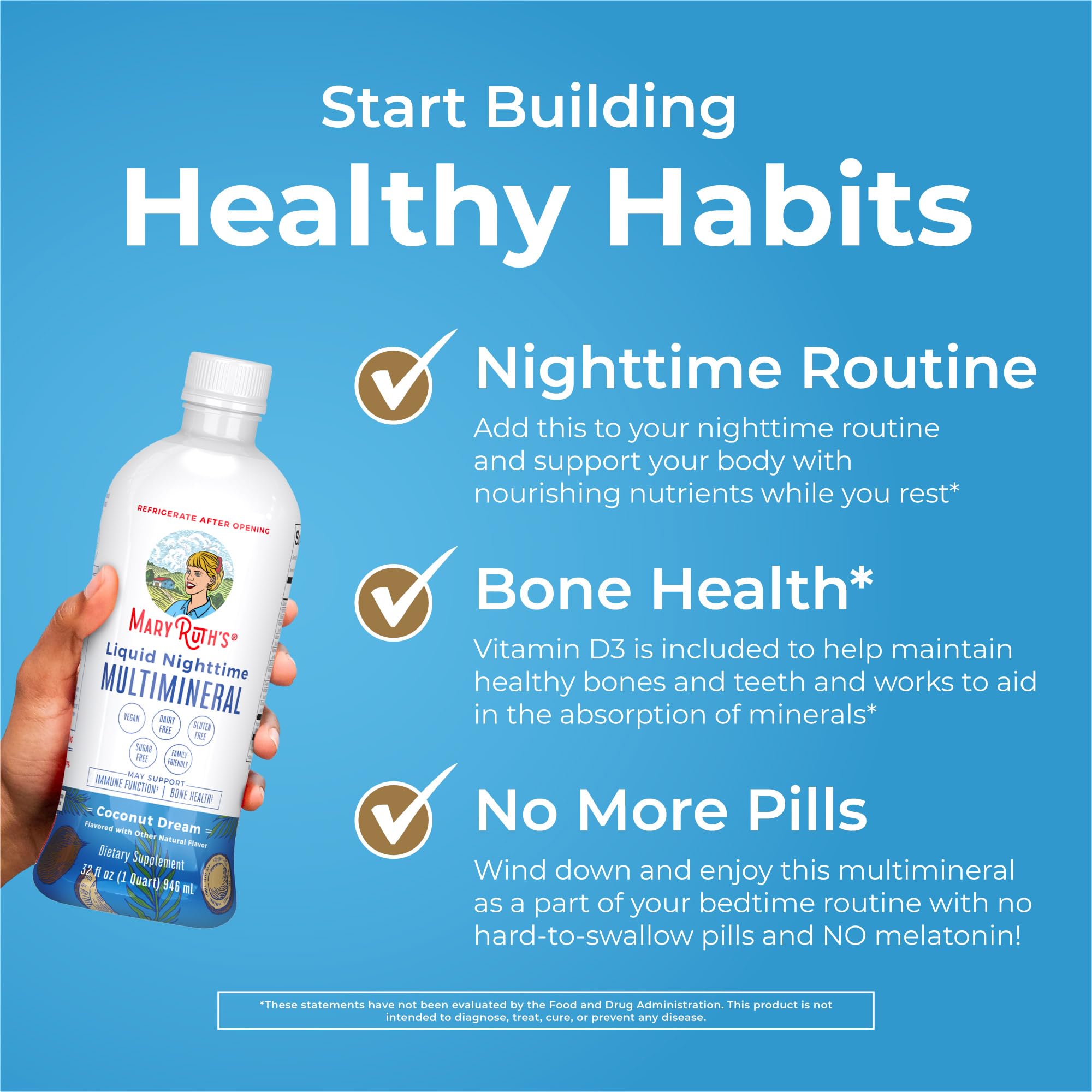 MaryRuth Organics Cranberry Dream flavor nighttime multimineral for easy bedtime dosing