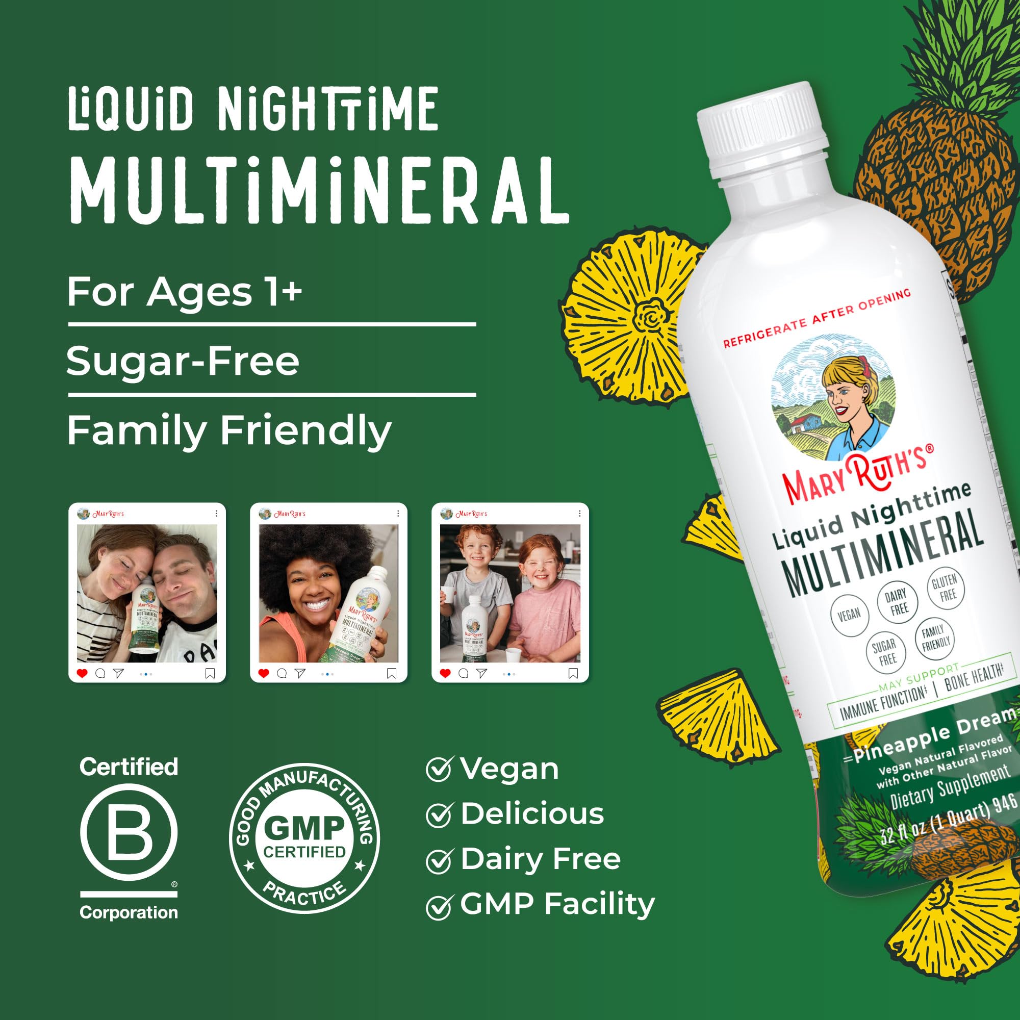 MaryRuth Organics Nighttime Multimineral non-GMO formula for clean daily wellness