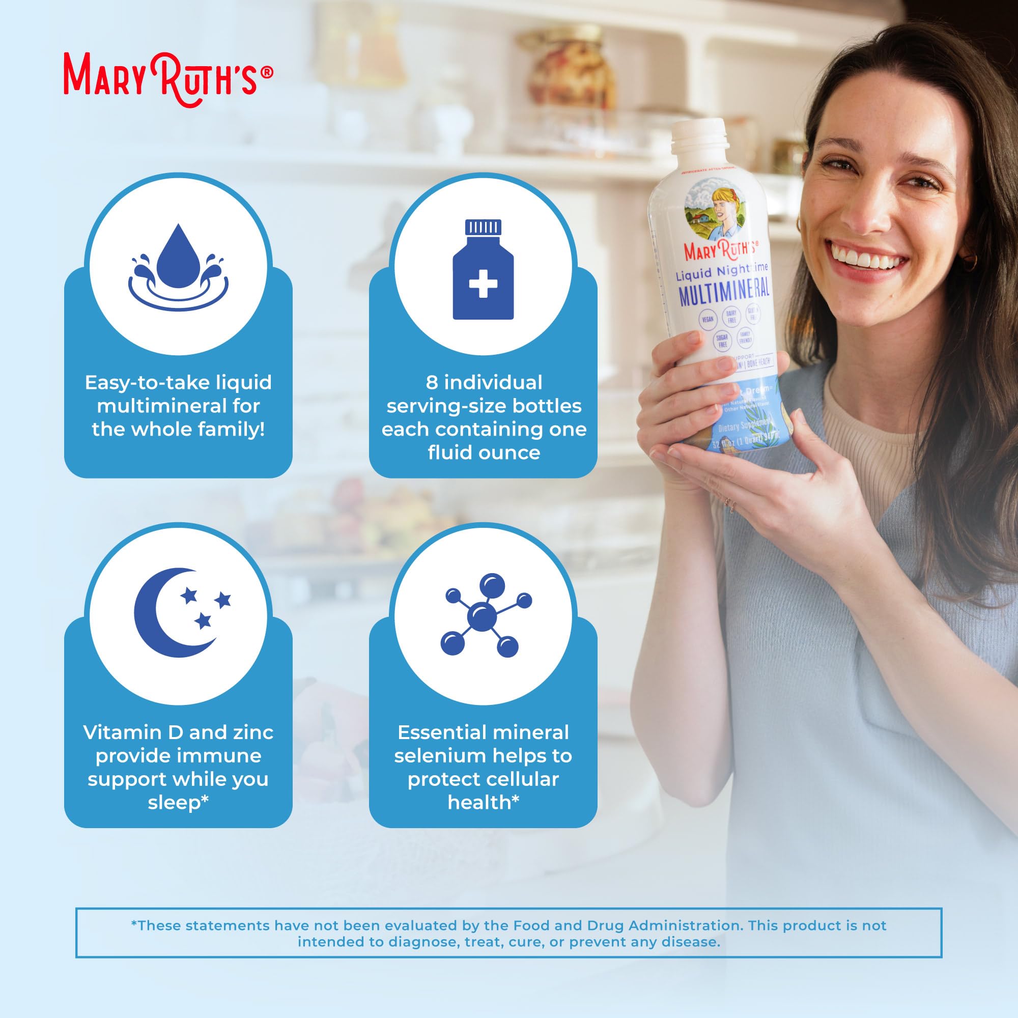 MaryRuth Organics no-melatonin badge on bottle label