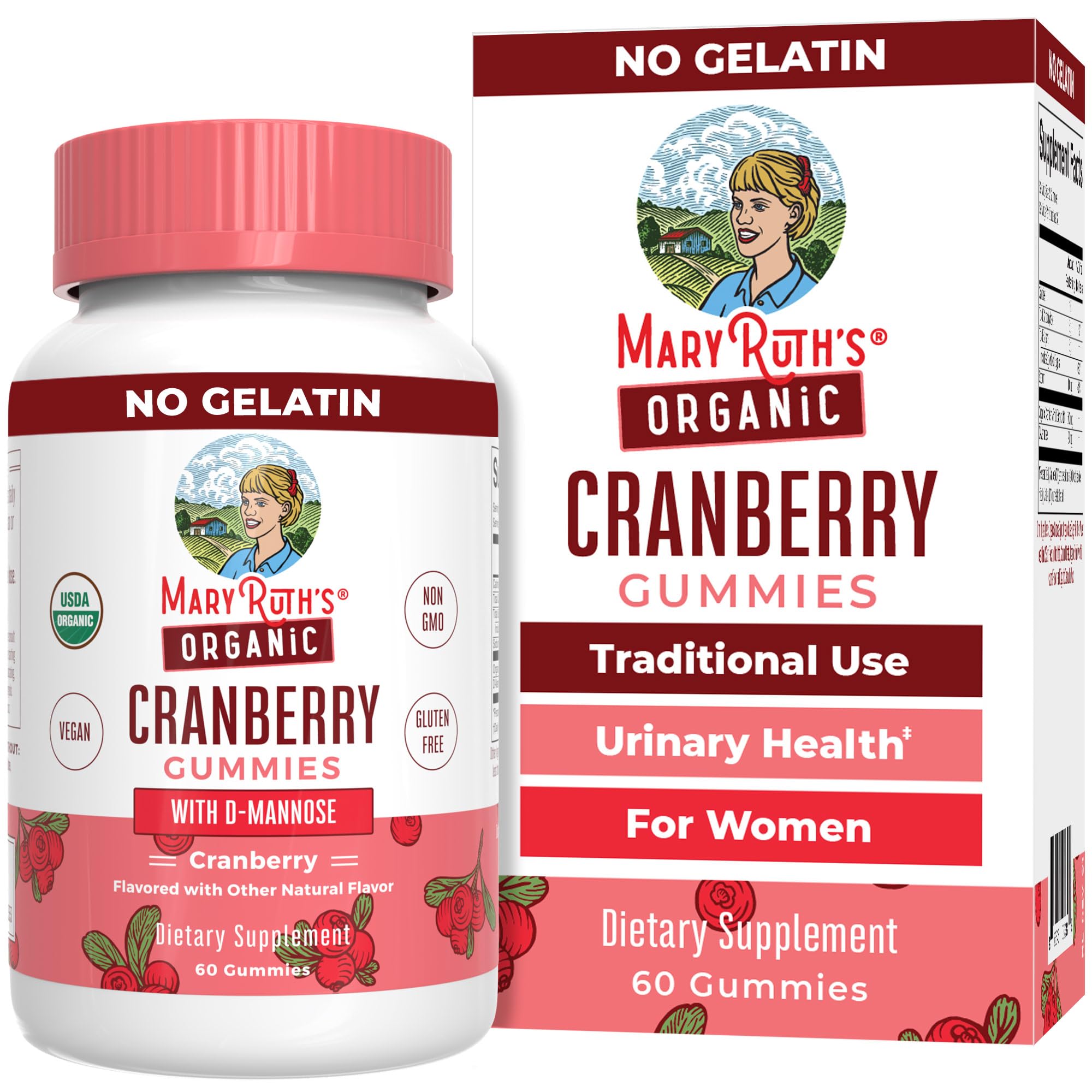MaryRuth Organics Cranberry Gummies bottle front for urinary health support.