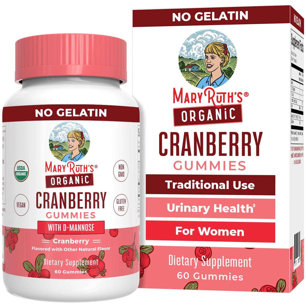 MaryRuth Organics Cranberry Gummies bottle front for urinary health support.
