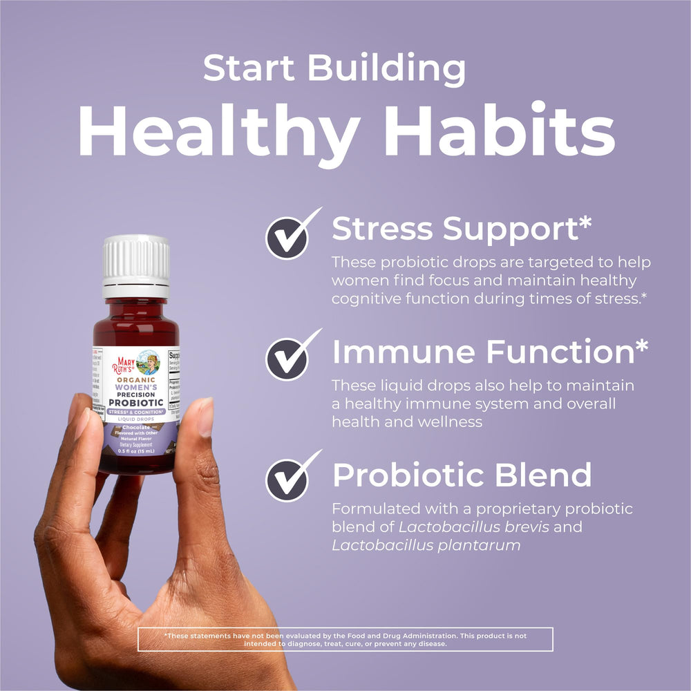 USDA Organic label on MaryRuth Organics probiotic bottle.