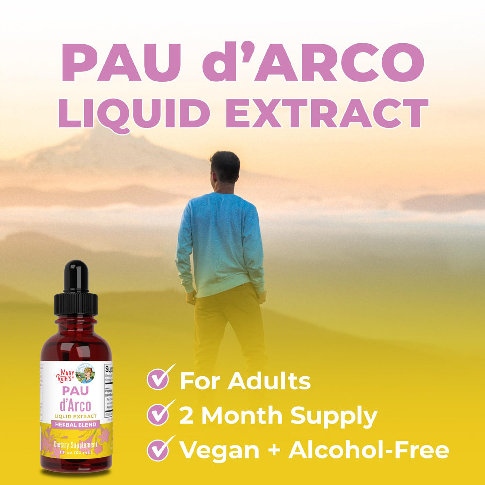 MaryRuth Organics PAU D'Arco blend use in water—flexible dosing for daily routine.