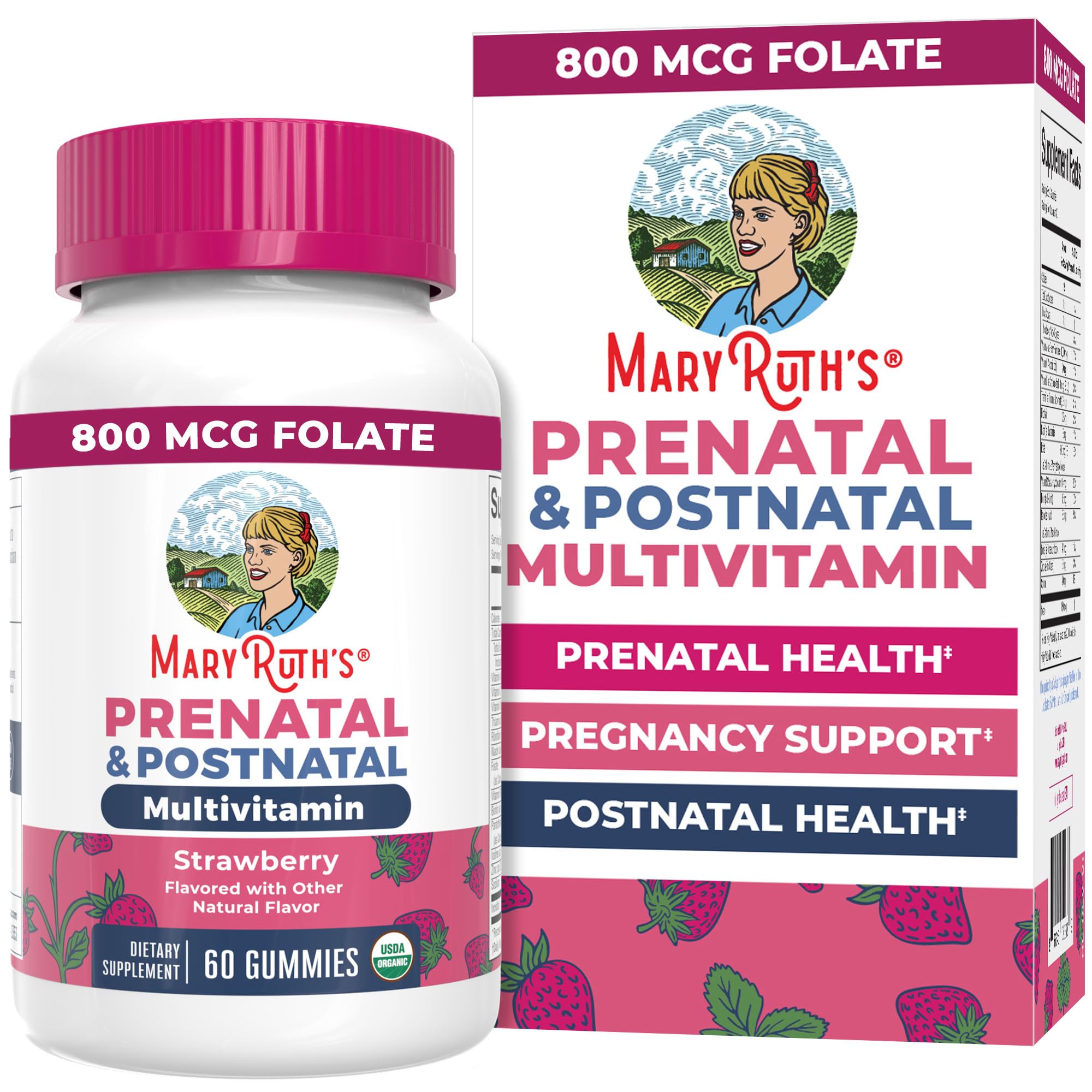 MaryRuth Organics Prenatal Gummies bottle on counter for daily support