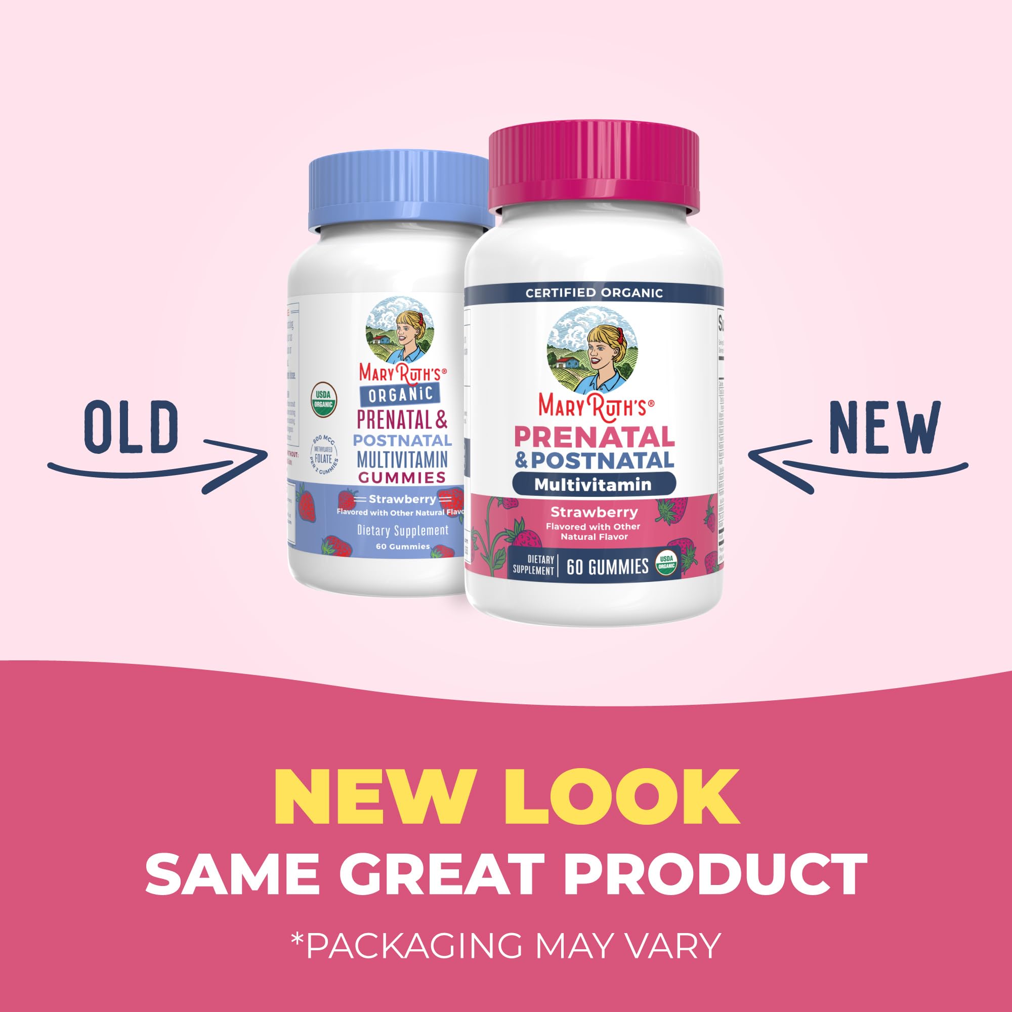 MaryRuth Organics Prenatal Gummies strawberry flavor close-up