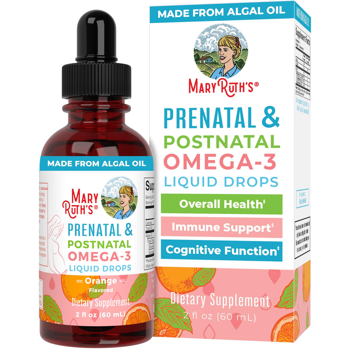 MaryRuth Organics prenatal omega-3 bottle for easy daily dosing