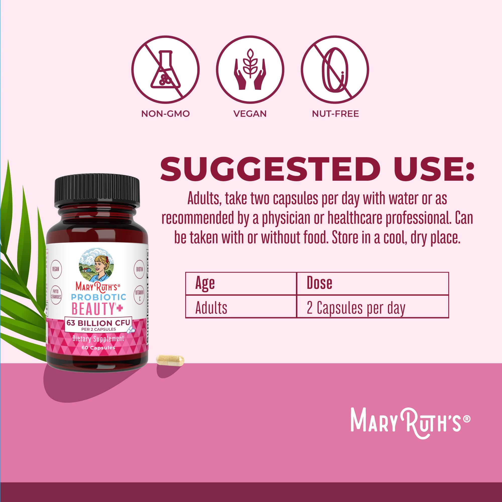 MaryRuth Organics probiotic beauty capsules inside view shows capsules for daily use.