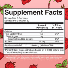 MaryRuth Organics probiotic gummies on a spoon for easy, on-the-go gut support.