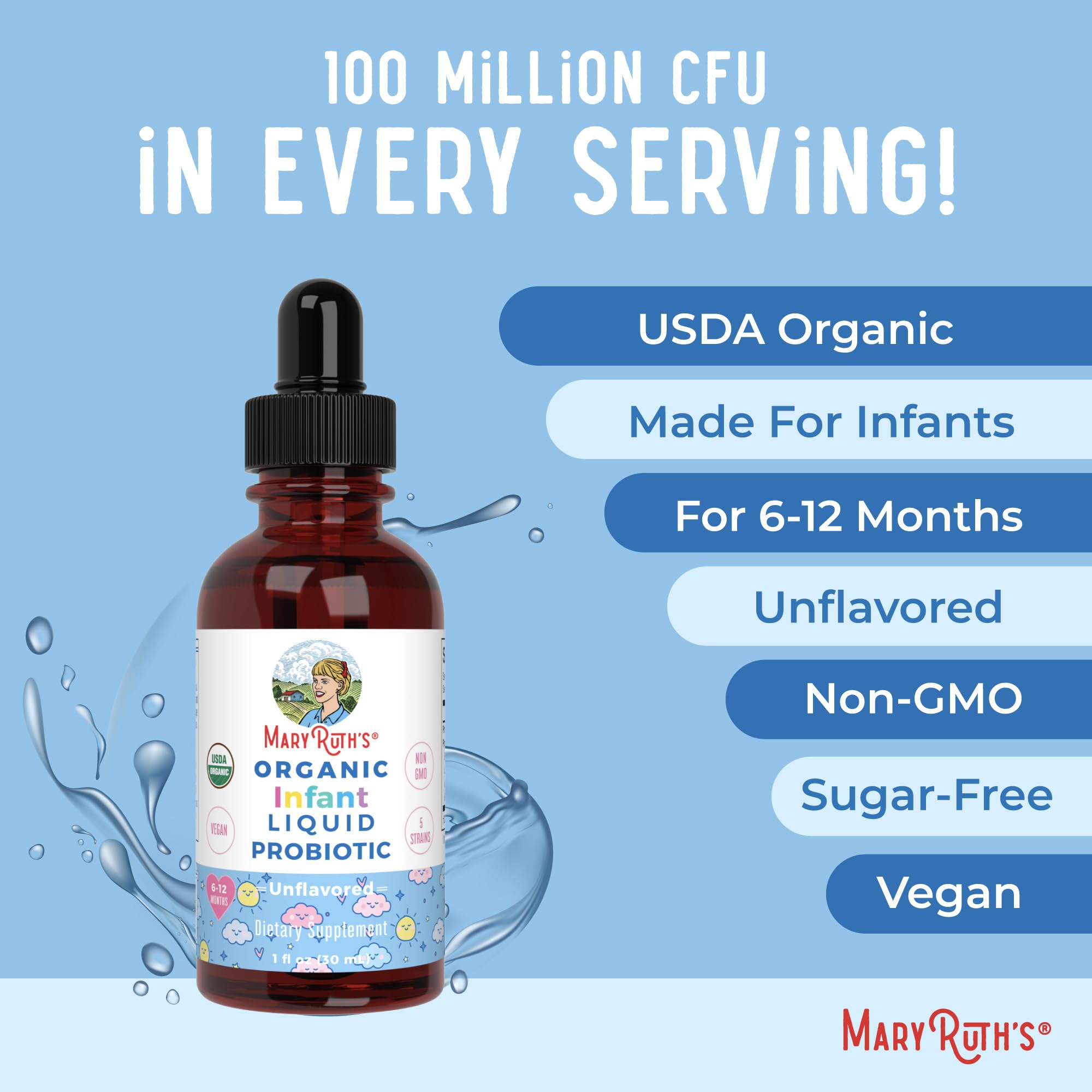 MaryRuth Organics non-GMO badge on packaging.