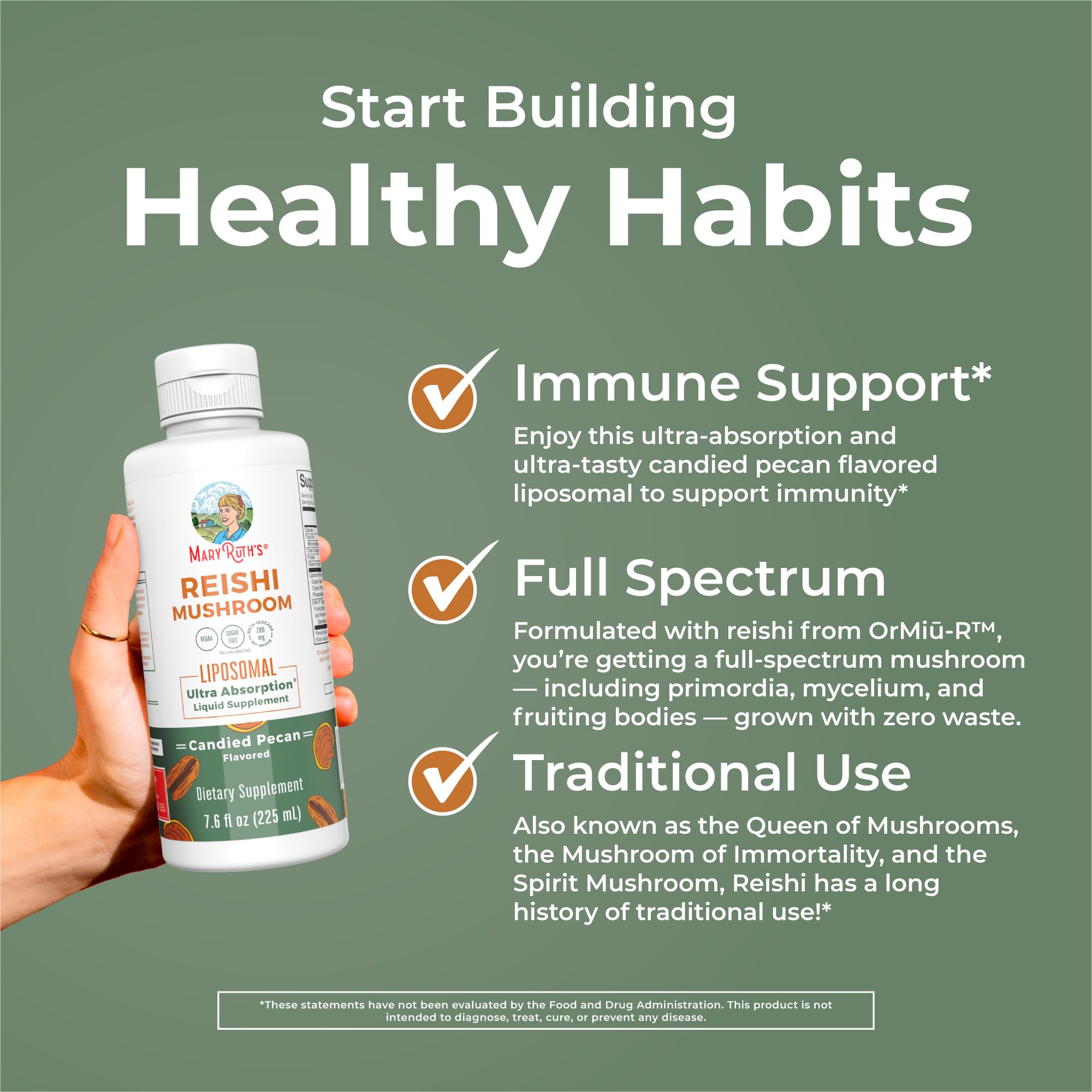 MaryRuth Organics Reishi liposomal delivery concept image suggests enhanced absorption.