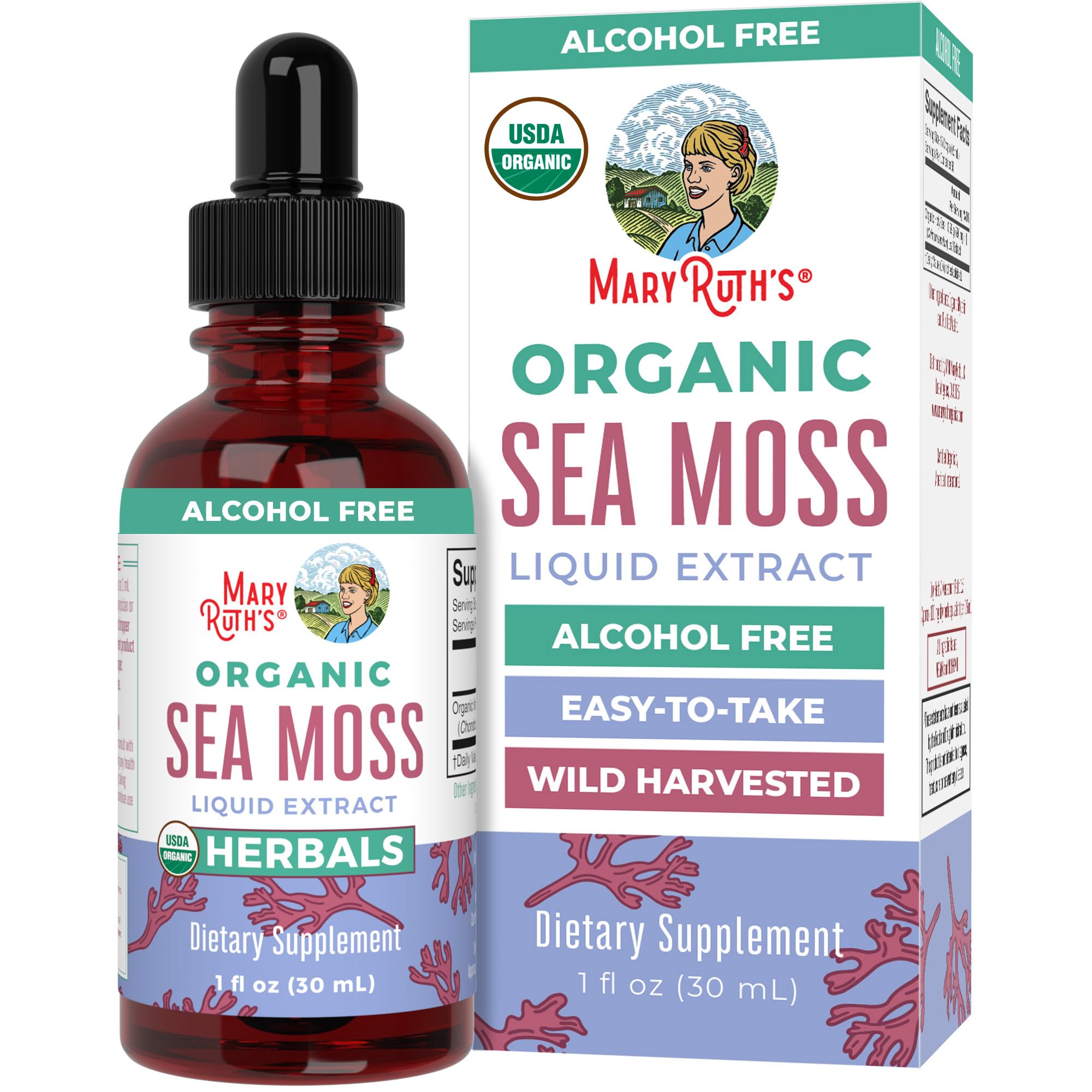 MaryRuth Organics Sea Moss Drops bottle ready for easy daily dosing.