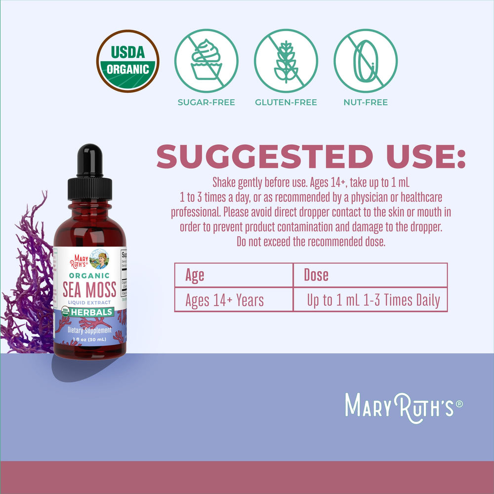 MaryRuth Organics Sea Moss Drops added to a beverage for daily use.