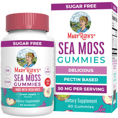 MaryRuth Organics Sea Moss Gummies bottle front view, convenient daily use.