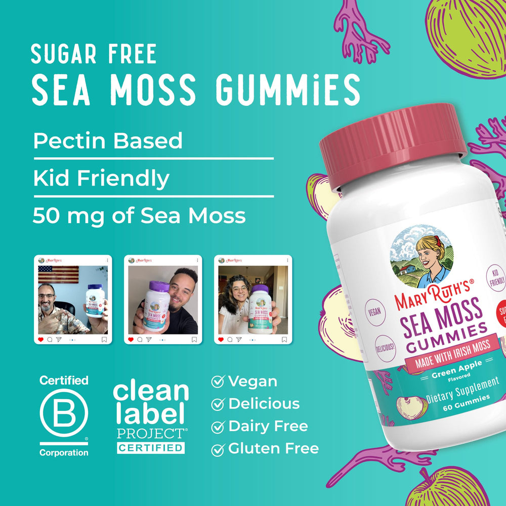 Dairy-free and nut-free MaryRuth Organics Sea Moss Gummies formulation.