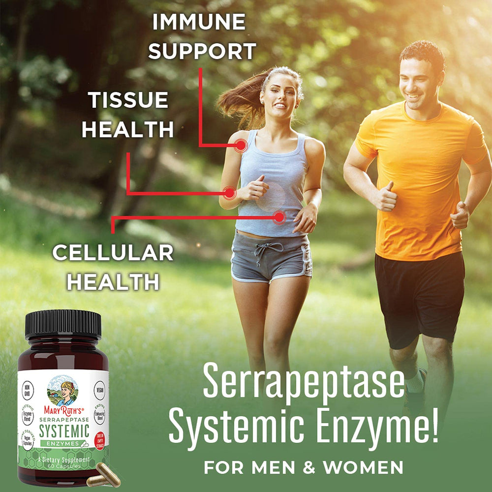 MaryRuth Organics Serrapeptase capsules with potential tissue health support