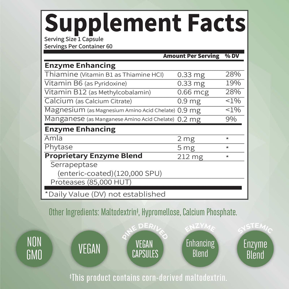 MaryRuth Organics Serrapeptase bottle with water suggesting easy daily intake