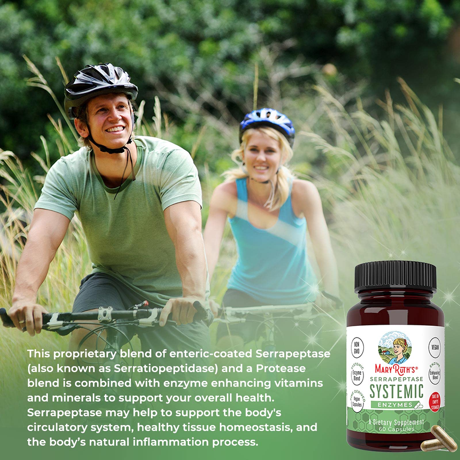 MaryRuth Organics Serrapeptase packaging highlighting vegan capsules