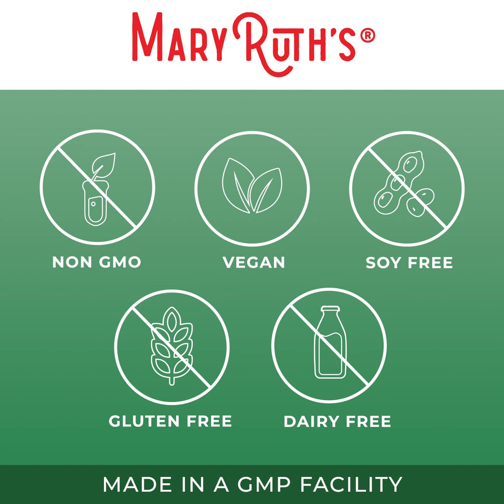 MaryRuth Organics Serrapeptase vegan capsules emphasizing dairy-free and gluten-free