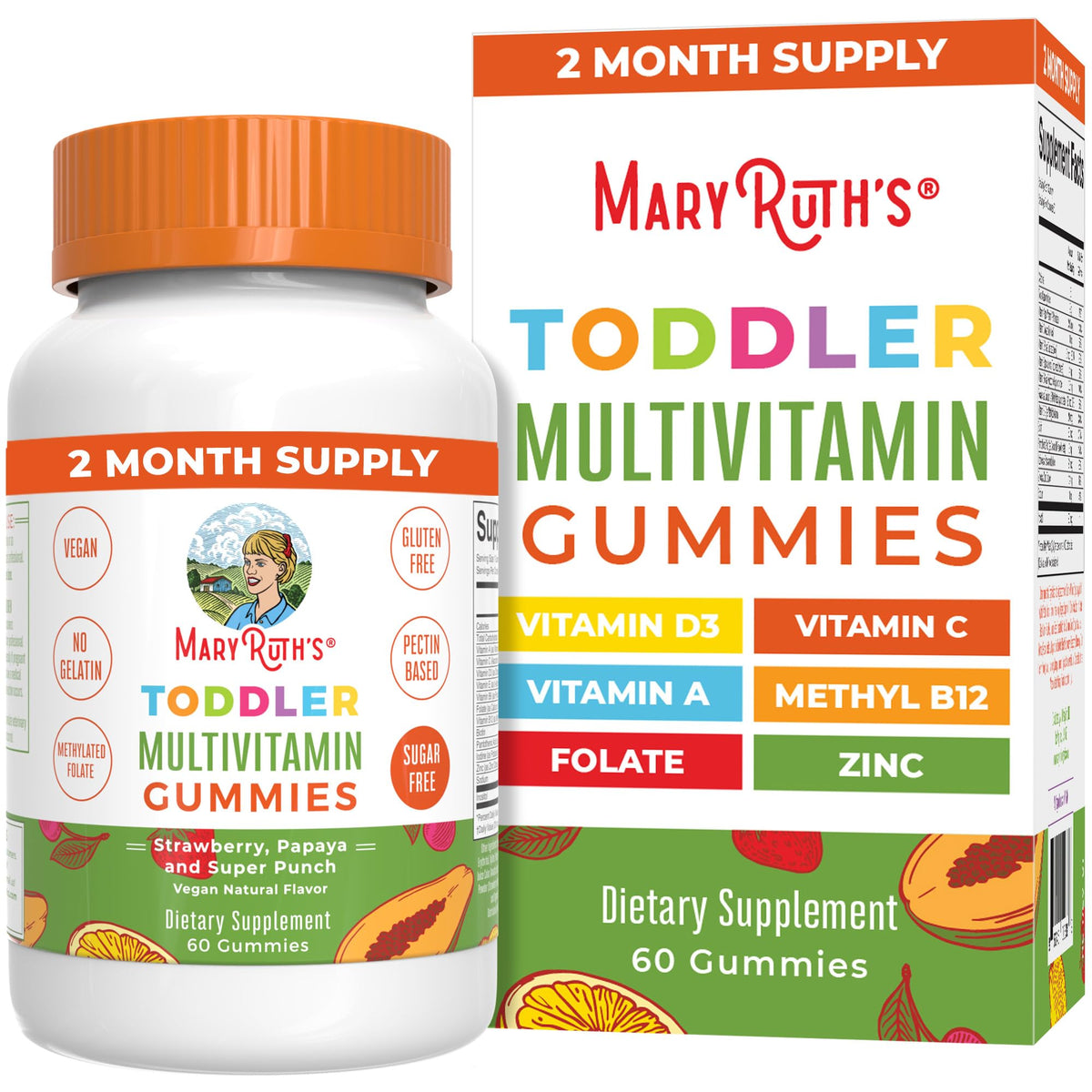 MaryRuth Organics sugar-free toddler gummies bottle front for daily nutrition