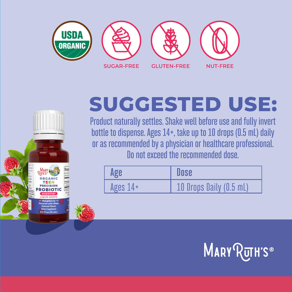 MaryRuth Organics Raspberry-flavored probiotic drops for tasty daily use