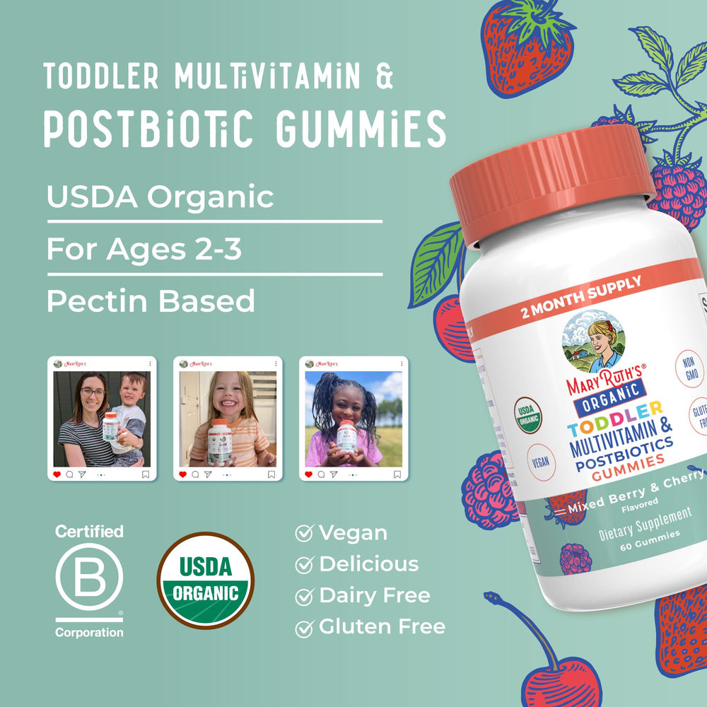 Gummy packaging with dairy free nut free and gluten free icons.
