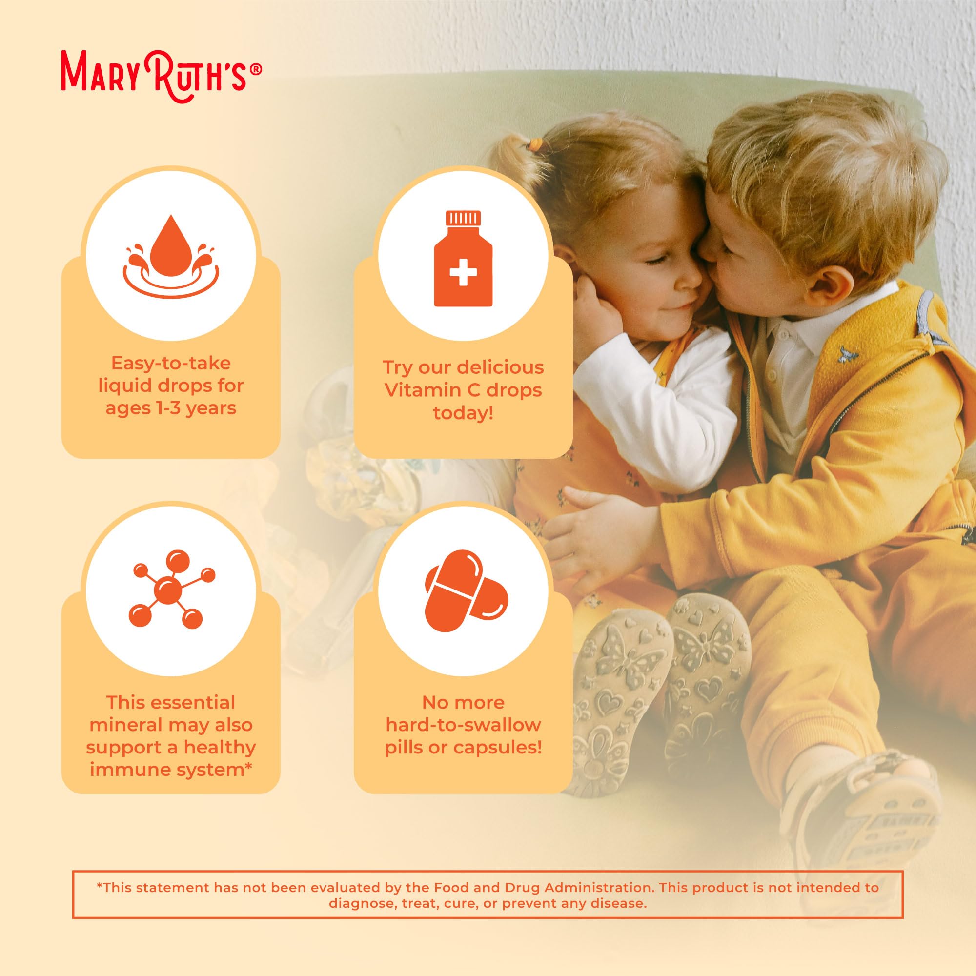 Ingredient list for MaryRuth Organics Toddler Vitamin C Drops featuring PurC acerola Vitamin C
