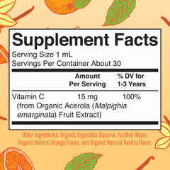 Pouring MaryRuth Organics Toddler Vitamin C Drops shows easy dropper dosing for toddlers