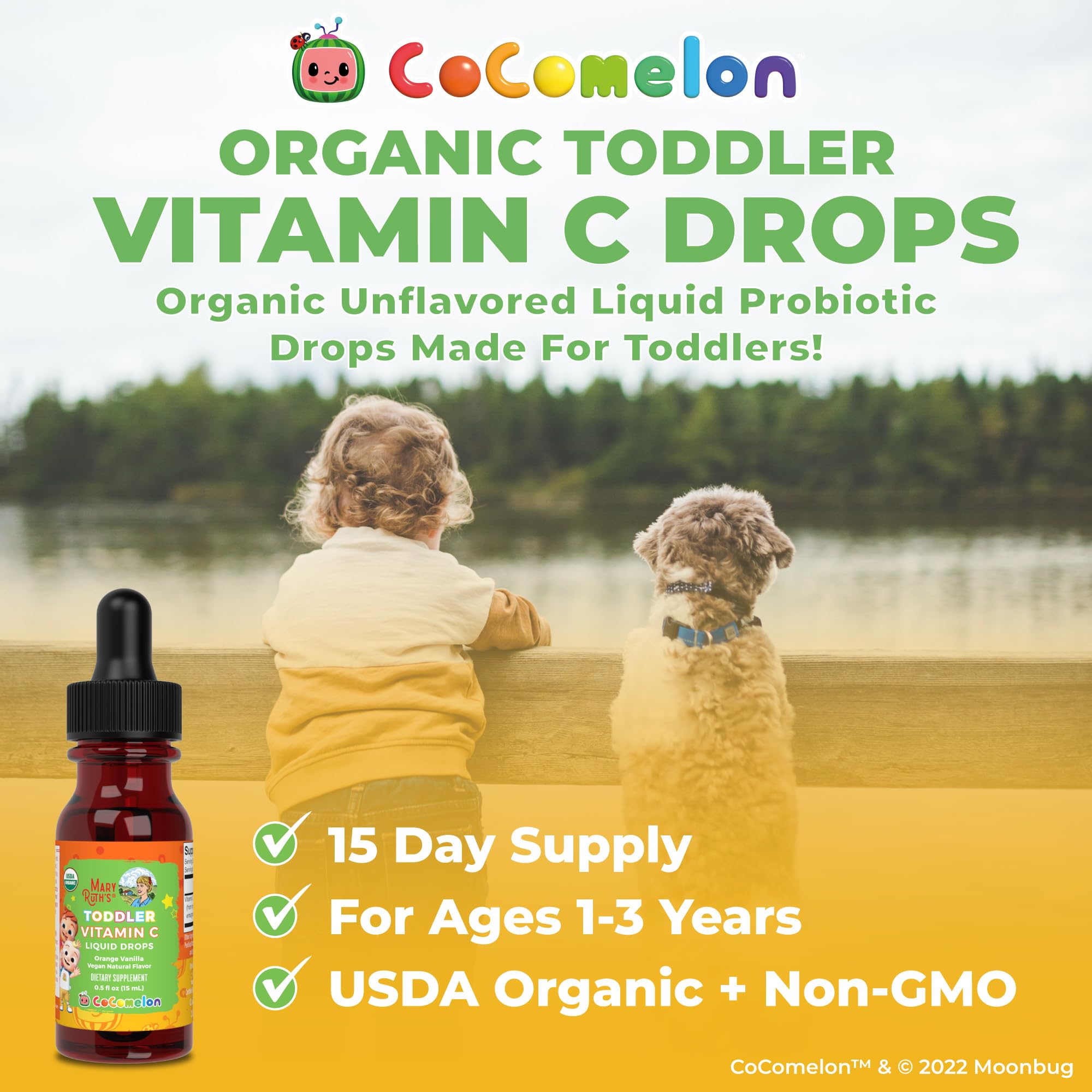 Vegan icon on the bottle signaling plant-based vitamin C