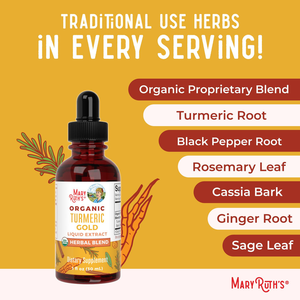 MaryRuth Organics Turmeric Gold notes of rosemary and sage suggest aroma and mood balance