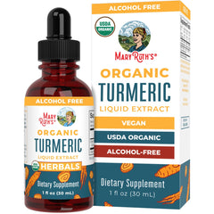 MaryRuth Organics turmeric liquid extract bottle shows its golden color for daily use.