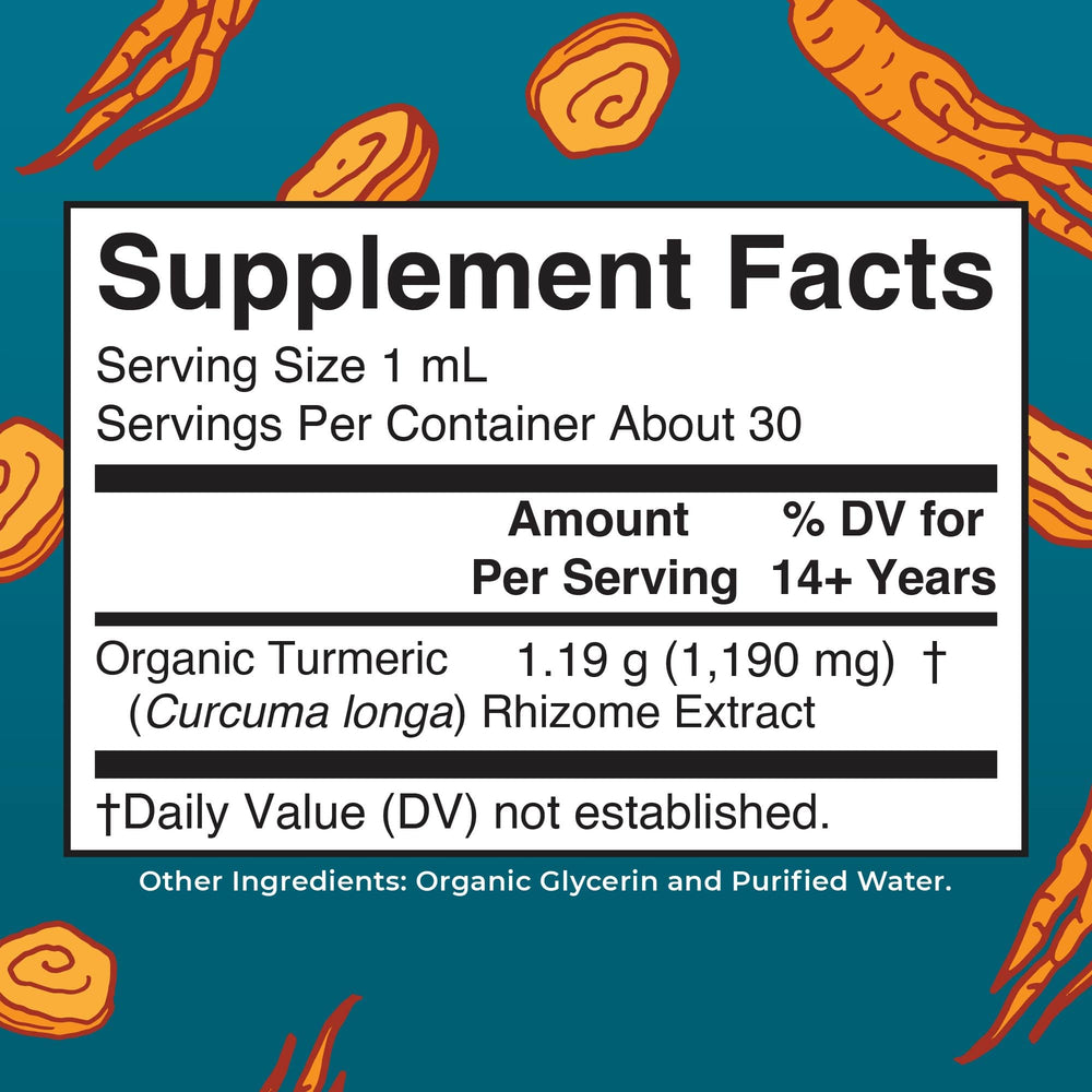 MaryRuth Organics turmeric liquid extract dropper dispensing precise dosing.