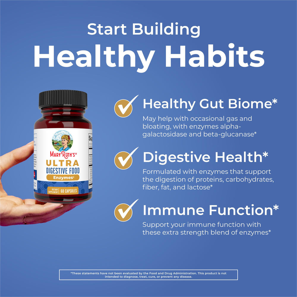 MaryRuth Organics vegan formula icon emphasizes plant-based enzymes.
