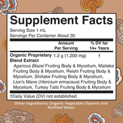 MaryRuth Organics Mushroom Complex drops pouring into water