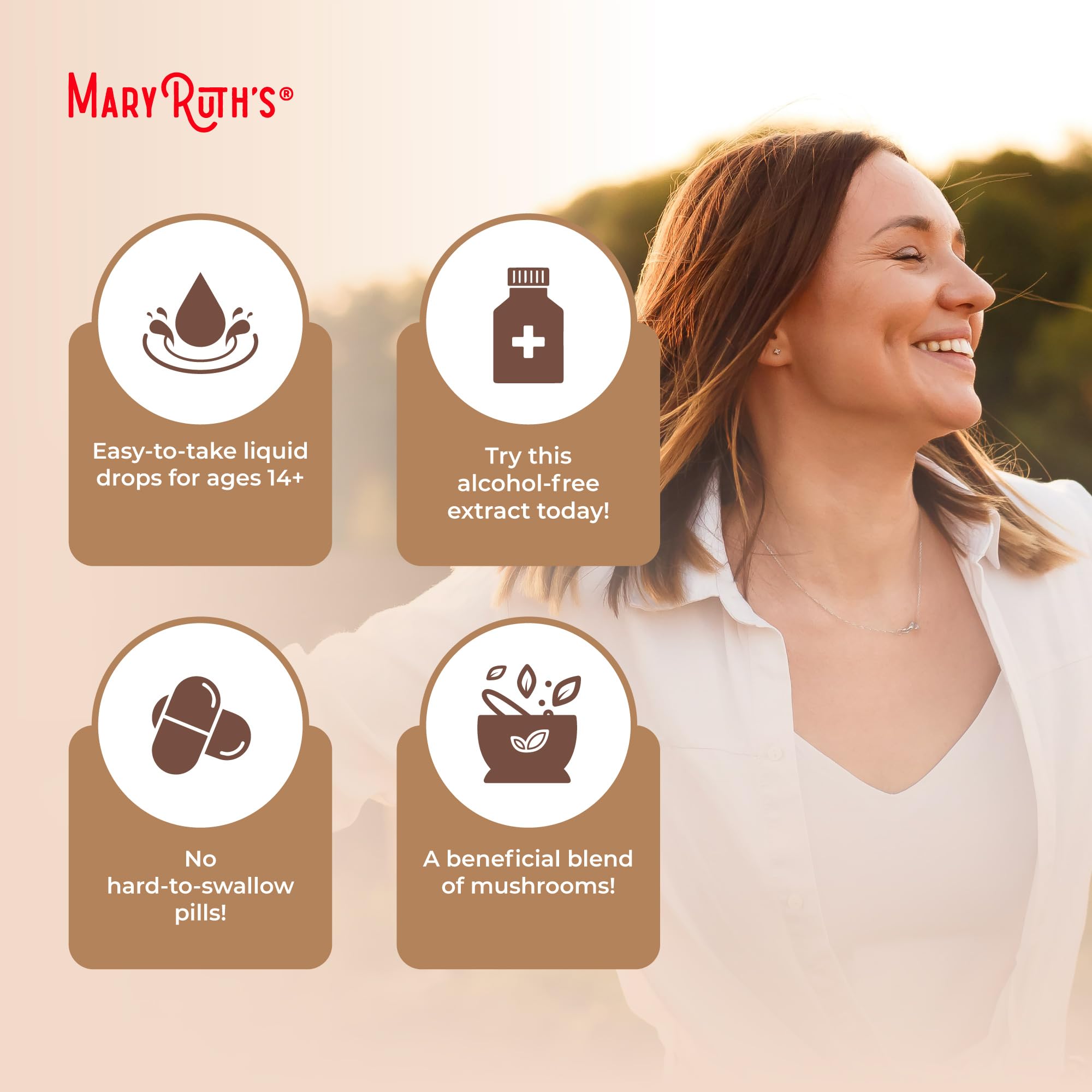 MaryRuth Organics Mushroom Complex morning routine with drops