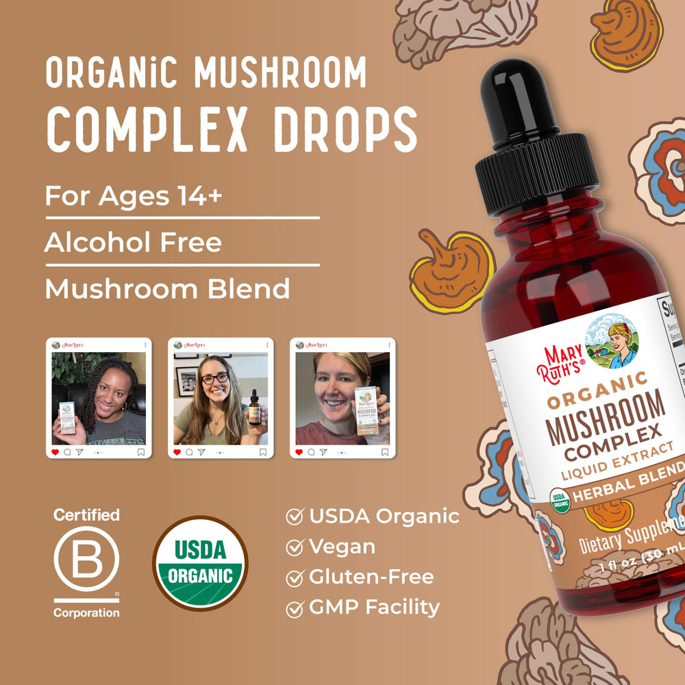 MaryRuth Organics Mushroom Complex manufacturing and organic certification