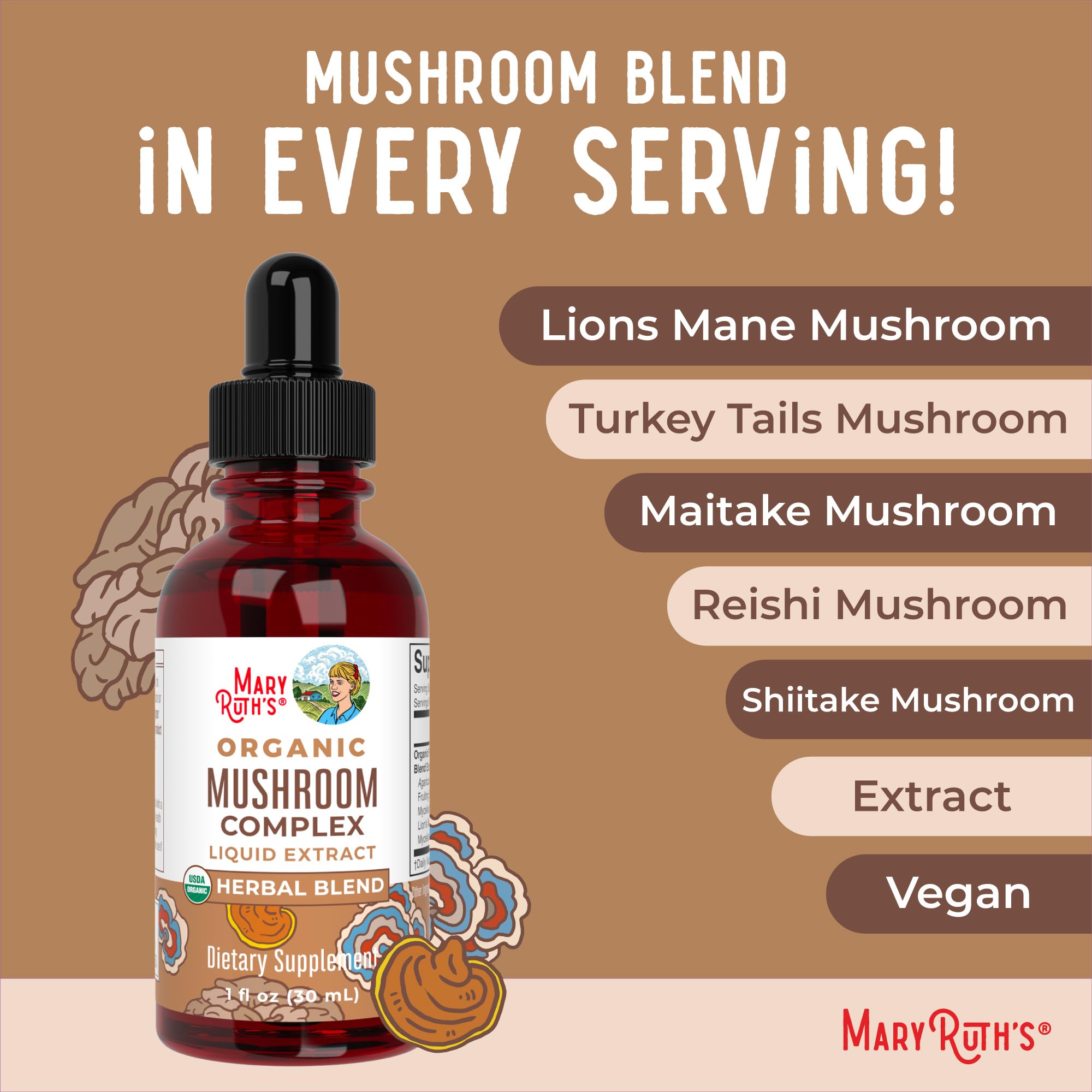 MaryRuth Organics Mushroom Complex organic vegan formula