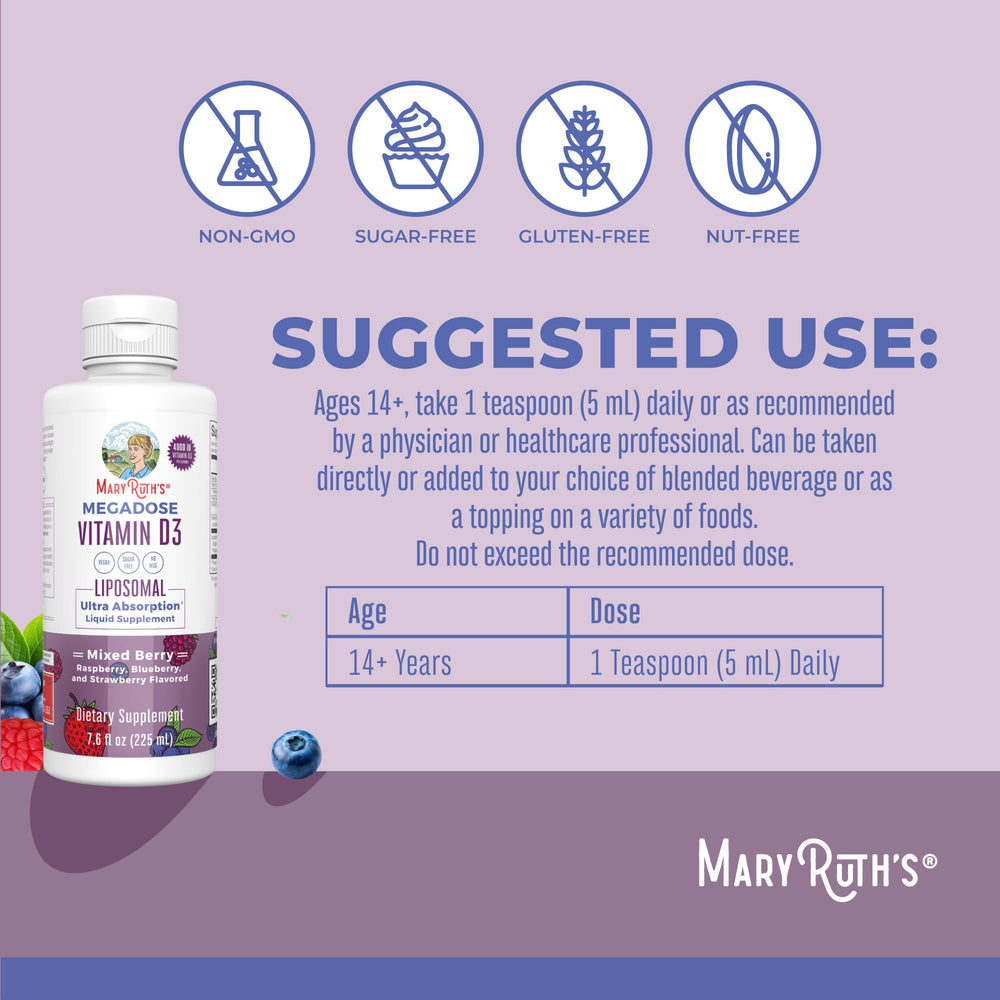 MaryRuth Organics vegan D3 Liposomal bottle with plant-based vitamin D