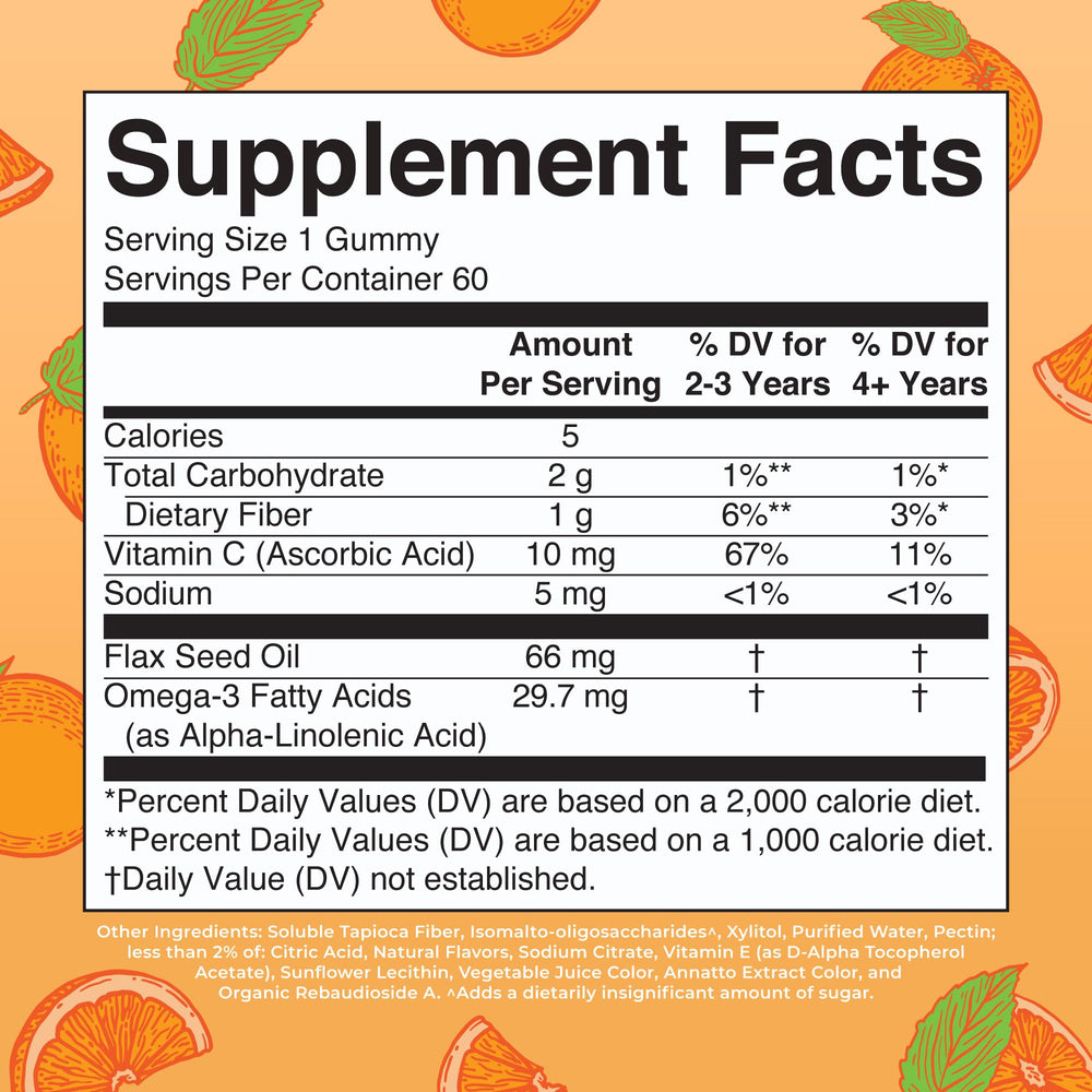 MaryRuth Organics Kids Omega-3 Gummies bottle open, ready to pour for a kid-friendly snack.