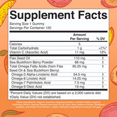MaryRuth Organics gummies close-up featuring peach mango apricot flavor for a tasty omega supplement.