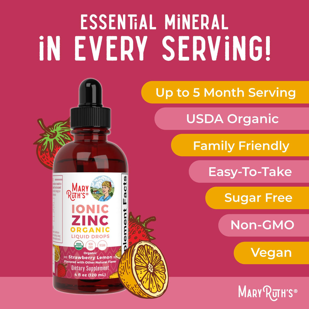 MaryRuth Organics vegan organic certification badge on zinc bottle