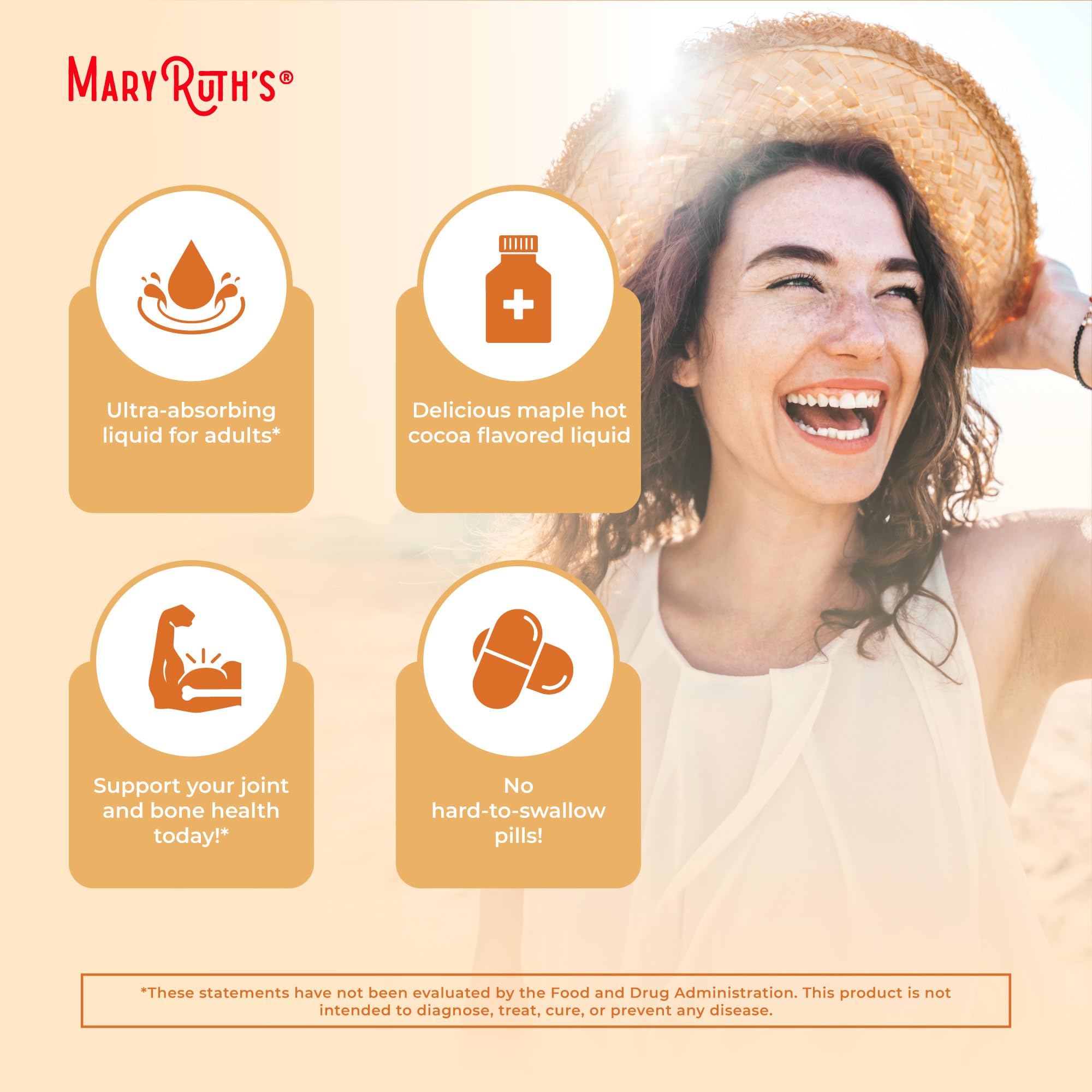 Vegan, sugar-free label on MaryRuth Organics product for plant-based use.