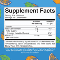 MaryRuth Organics Vitamin C Gummies bottle back details, non-GMO and pectin-based