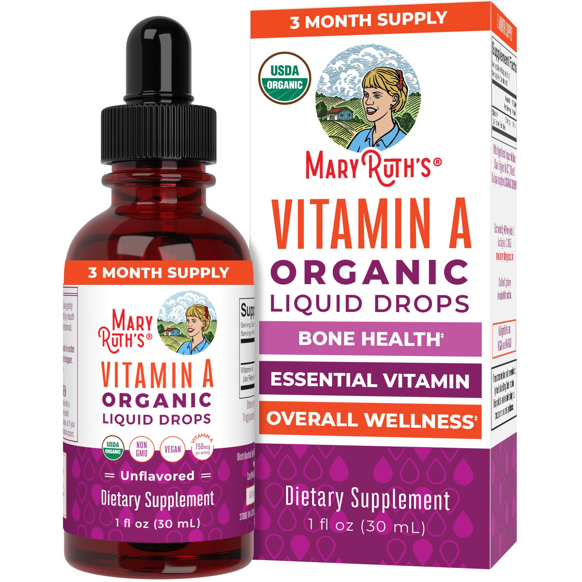 MaryRuth Organics Vitamin A liquid drops bottle for daily use