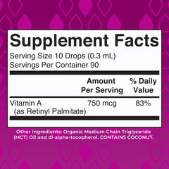 MaryRuth Organics Vitamin A drops with dropper for precise dosing