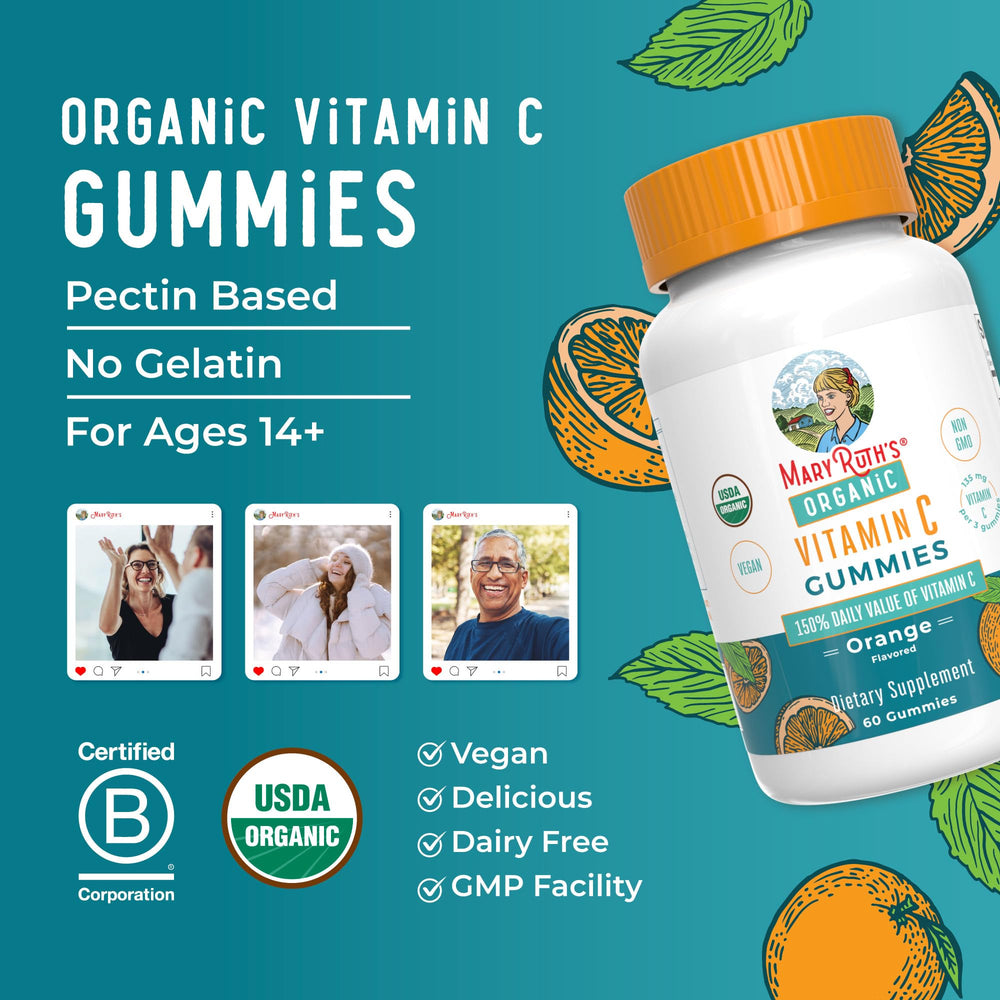 MaryRuth Organics gluten-free label shown on gummy packaging for dietary needs.