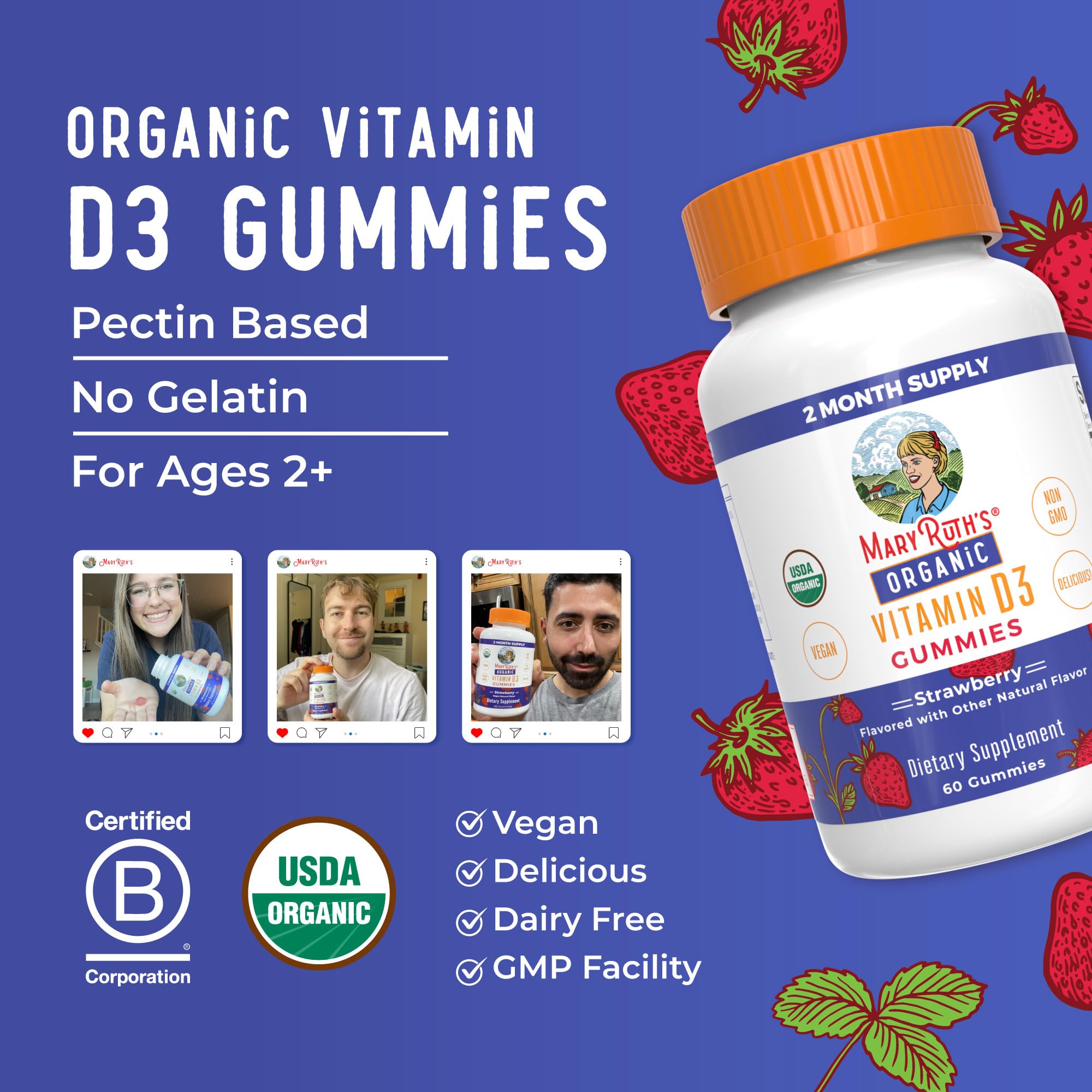 Dairy-free and nut-free MaryRuth Organics vitamin D3 gummies