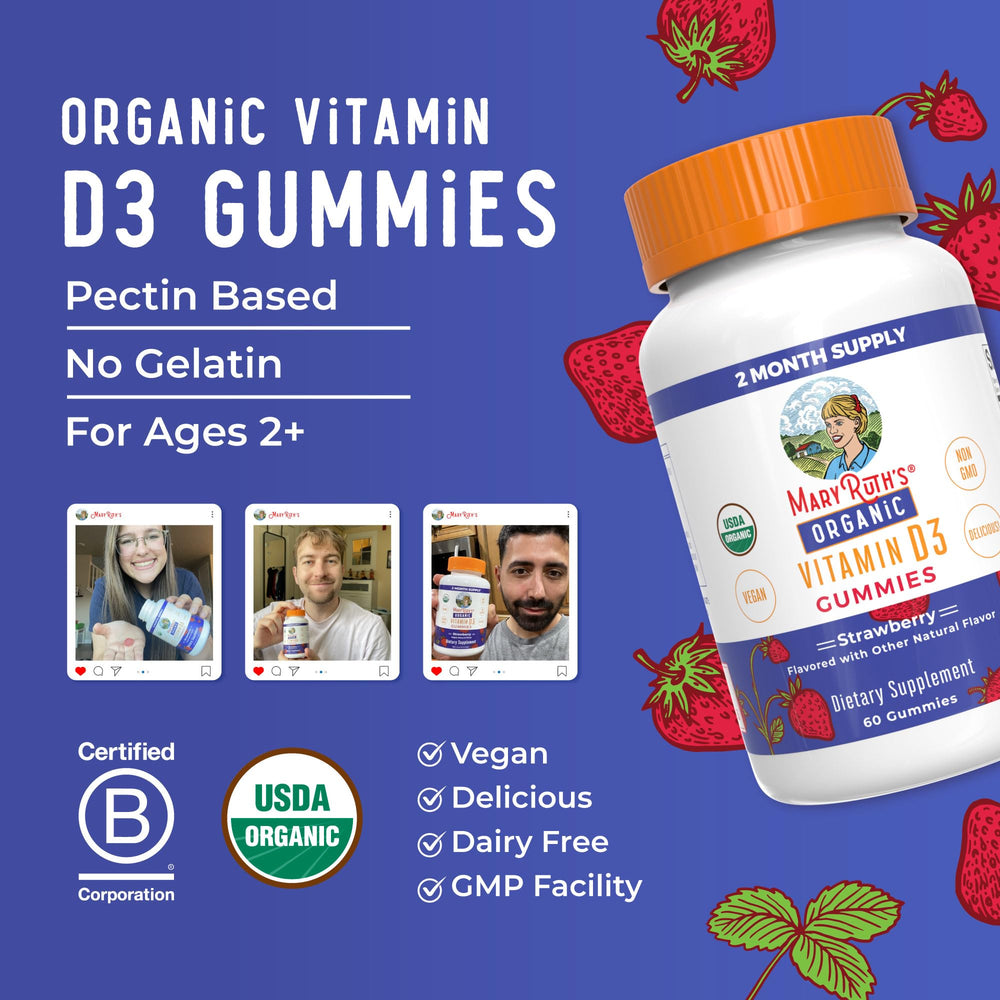 Dairy-free and nut-free MaryRuth Organics vitamin D3 gummies
